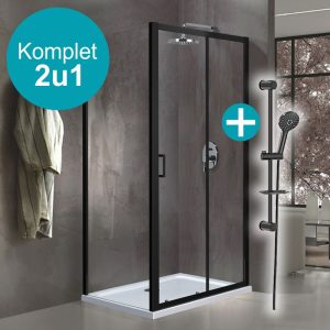 Tuš kabina Onyx 120×80 i Tuš set Pruva Black