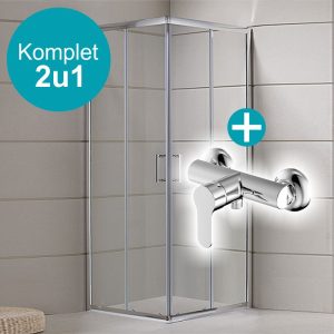 Tuš kabina Onyx Square Silver 80 i Slavina za tuš Capri Chrome