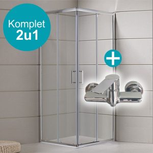 Tuš kabina Onyx Square Silver 90 i miješalica za tuš kadu Verona inox