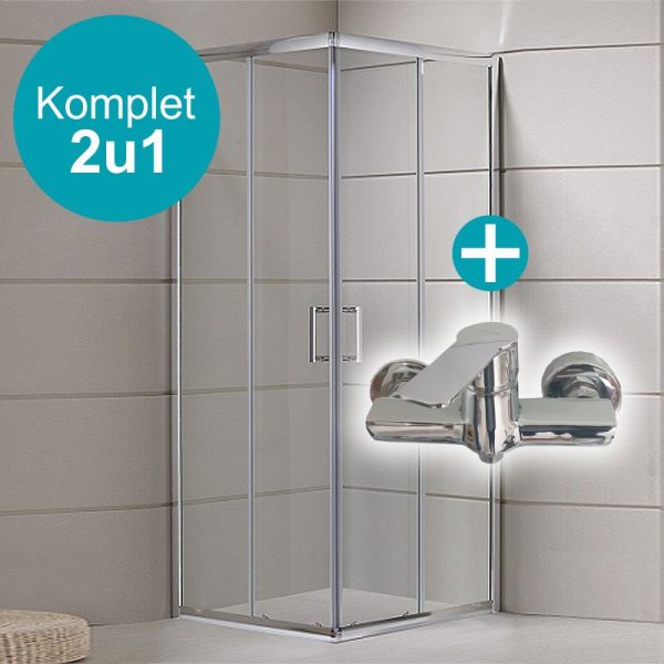 Tuš kabina Onyx Square Silver 90 i miješalica za tuš kadu Verona inox